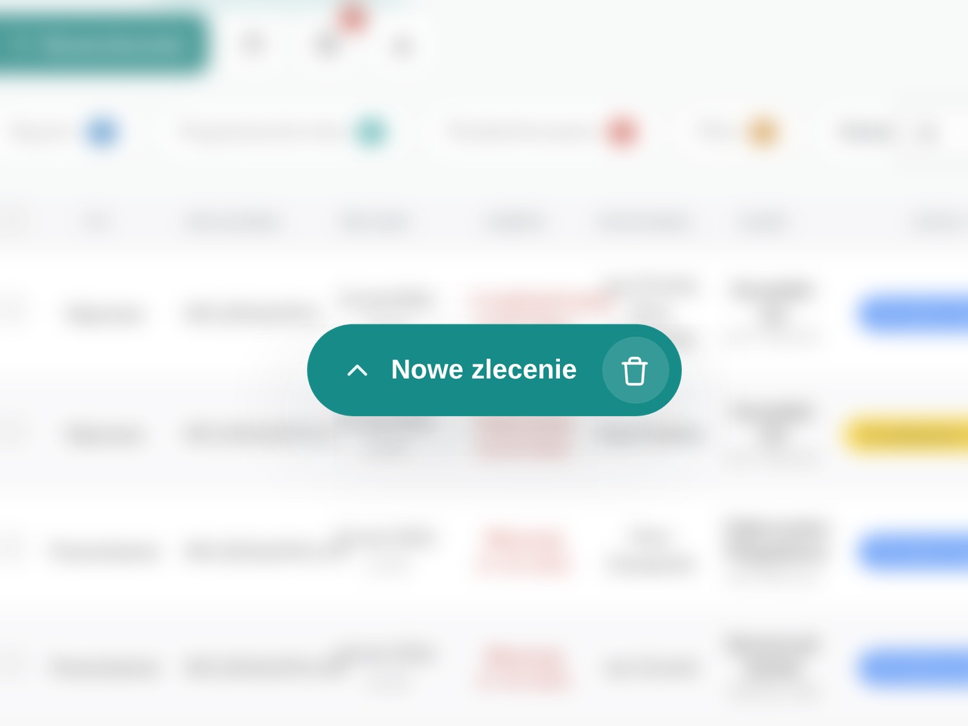 Zminimalizowane nowe zlecenie na dole ekranu