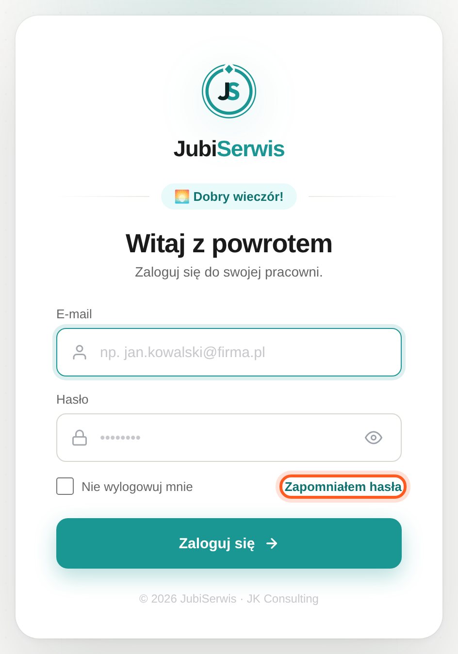 Ekran logowania z zaznaczonym linkiem Zapomniałem hasła (komputer)