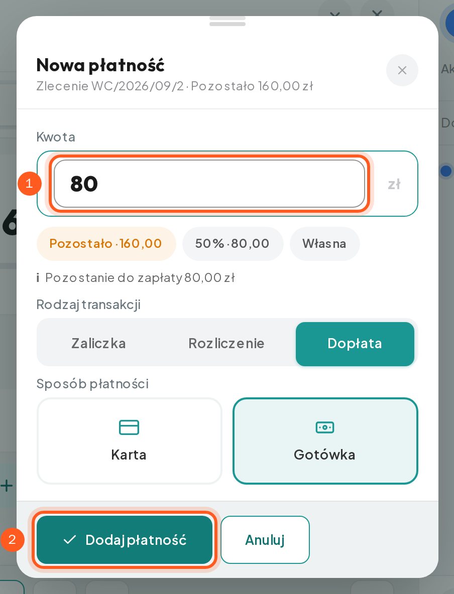 Wypełniony formularz nowej płatności z aktywnym przyciskiem Dodaj płatność (komputer)