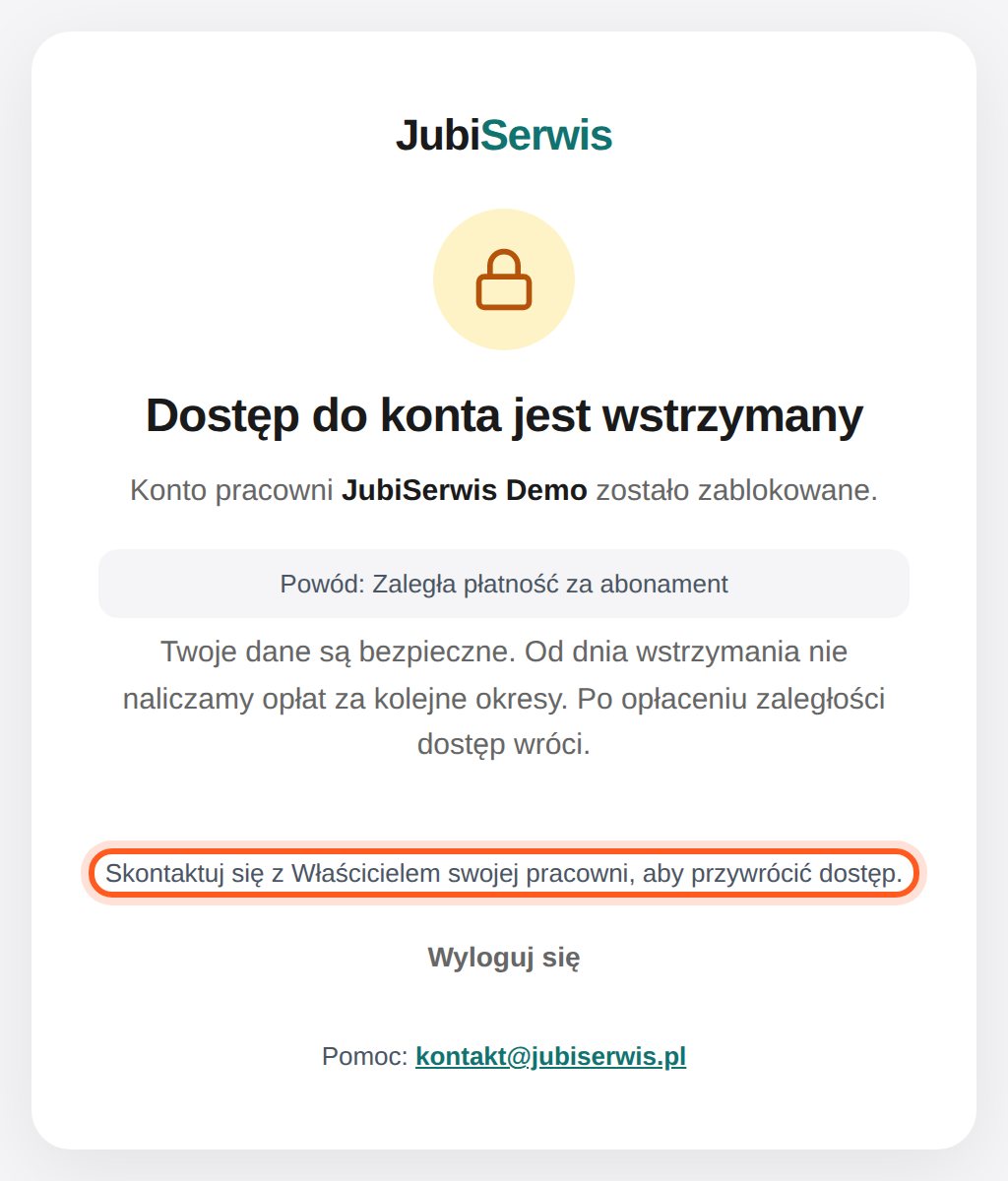 Ekran konta wstrzymanego u osoby, która nie jest Właścicielem, z zaznaczoną prośbą o kontakt (komputer)