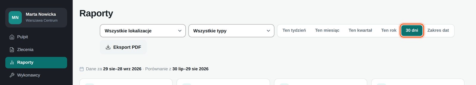 Ustawiony okres raportu (komputer)