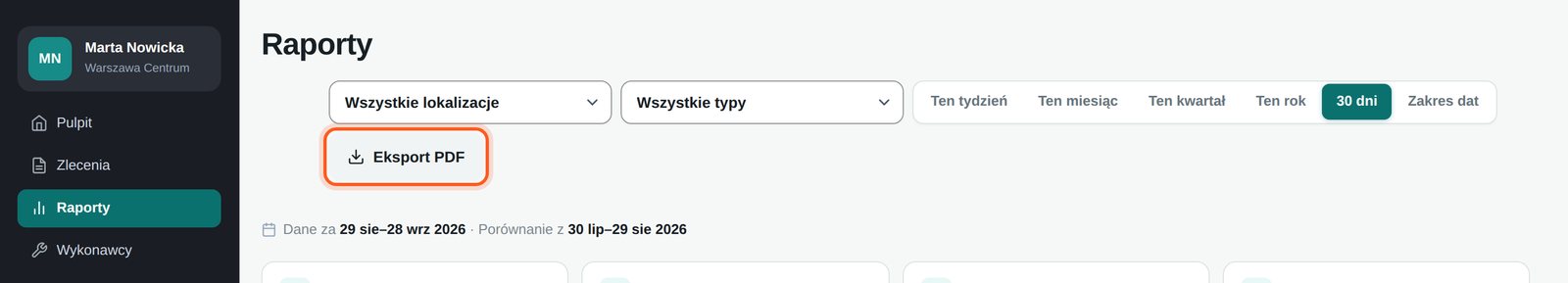 Zaznaczony przycisk Eksport PDF (komputer)