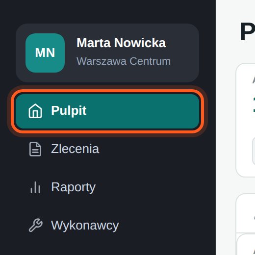 Zaznaczona pozycja Pulpit w menu (komputer)