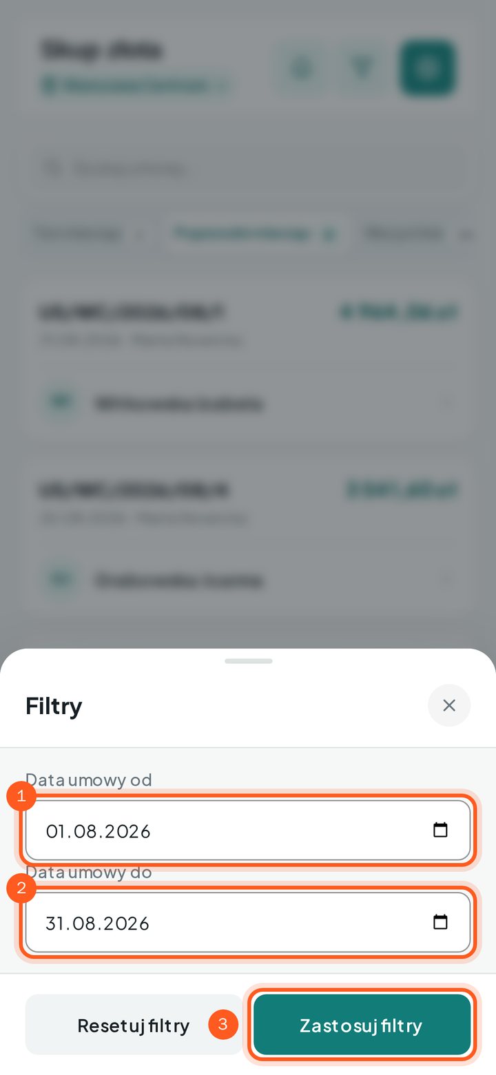 Pola Data umowy od i Data umowy do (telefon)