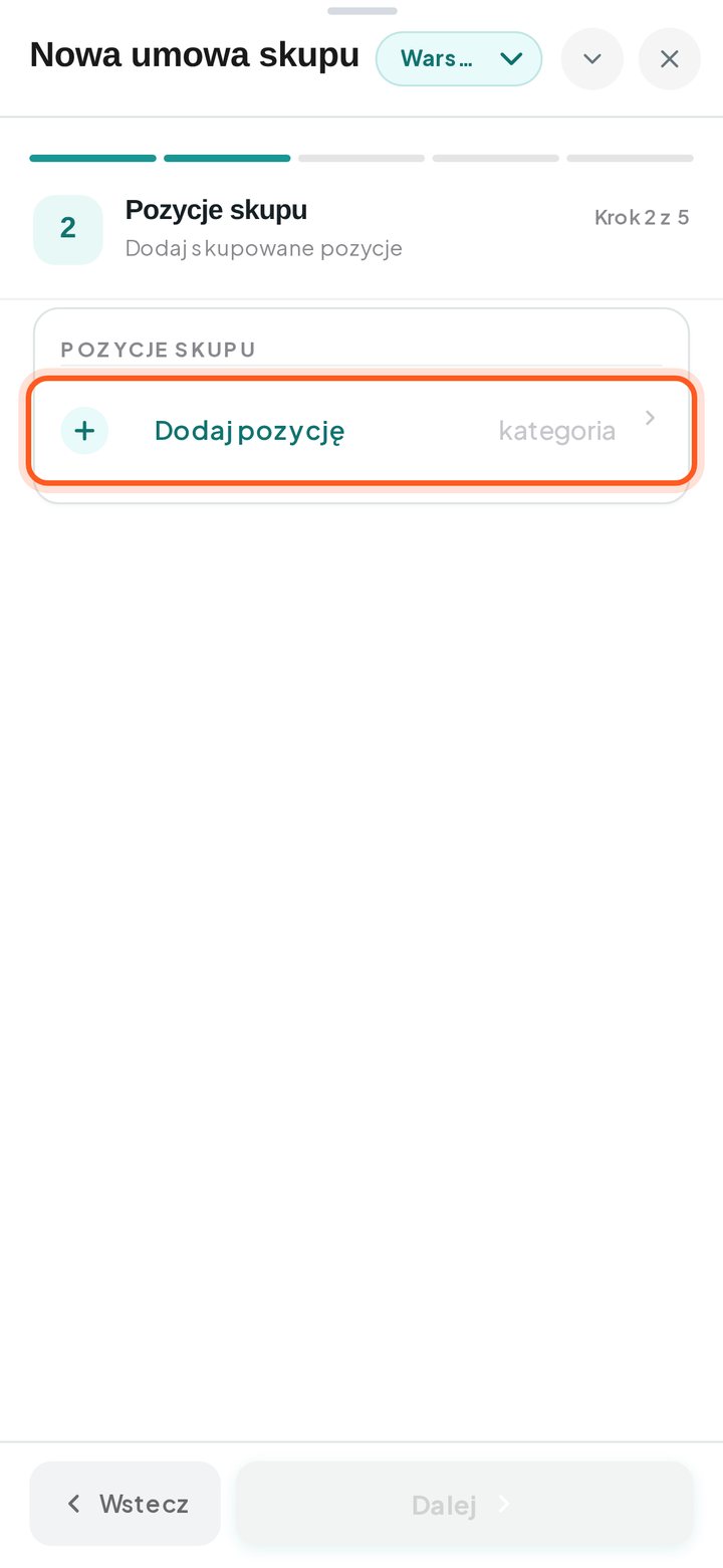 Zaznaczony przycisk Dodaj pozycję (telefon)