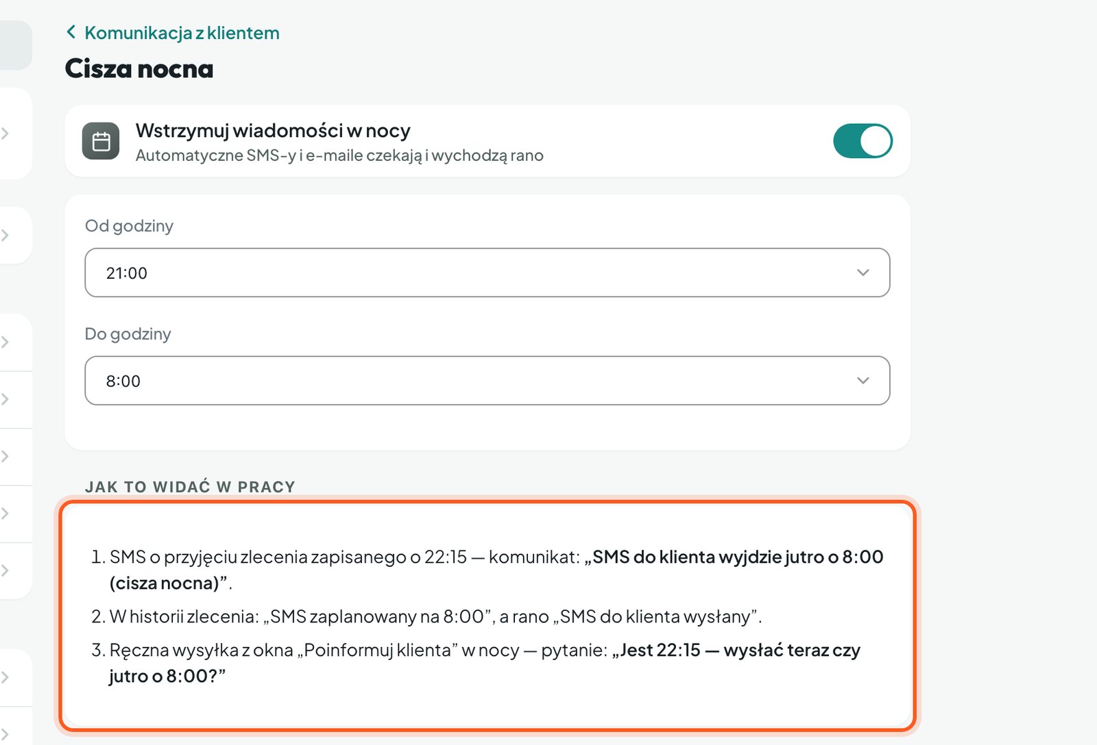 Ramka Jak to widać w pracy z przykładami ciszy nocnej (komputer)